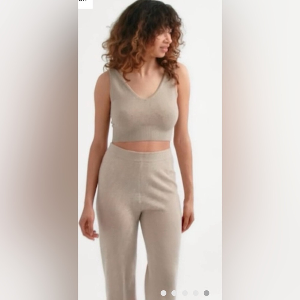NAADAM cashmere cropped Pants and cashmere longline bra top . Size small and XS